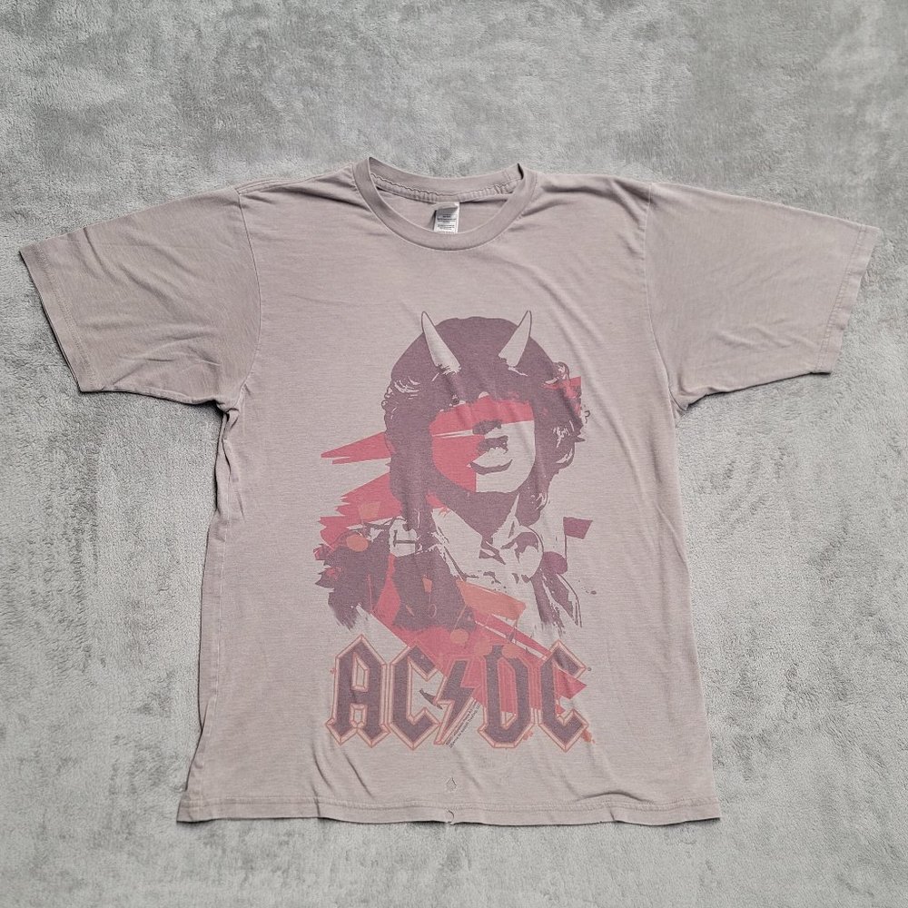 Ac/Dc Angus With Horns Highway To Hell Grey T-Shirt L… - Gem